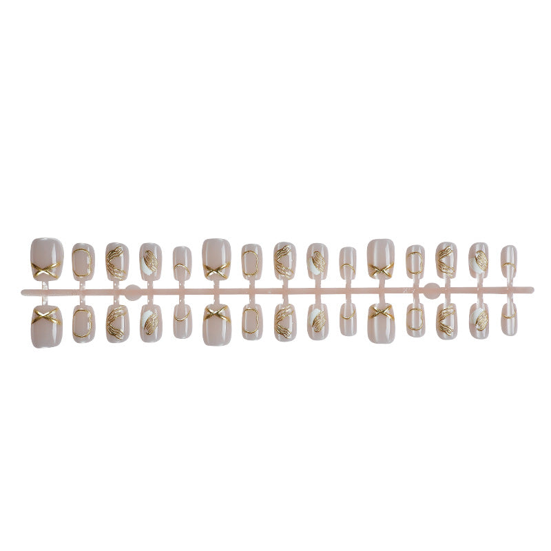Luxury Gold-Accented Press-On Nail Set