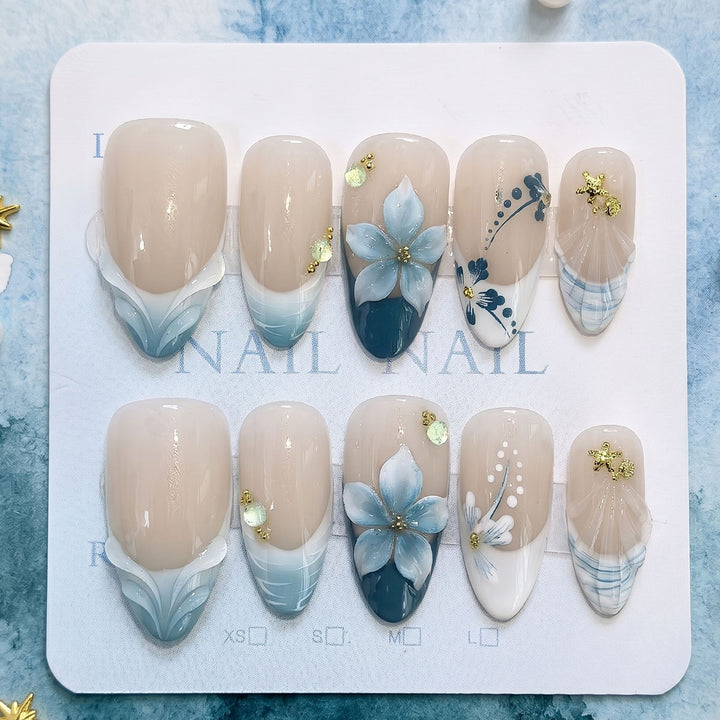 Artistic Floral Press-On Nail Art Set
