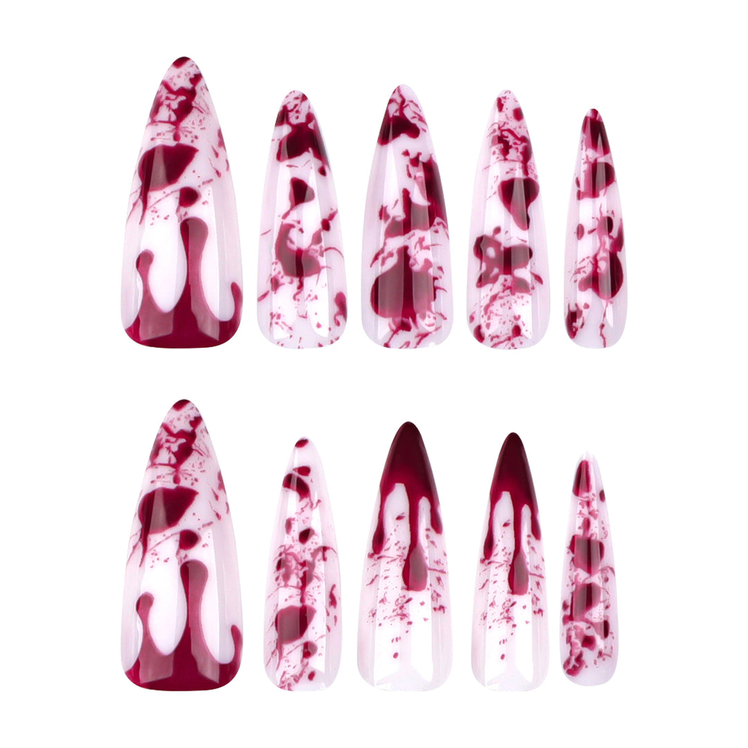Artificial long stiletto nails with blood design Kalsten