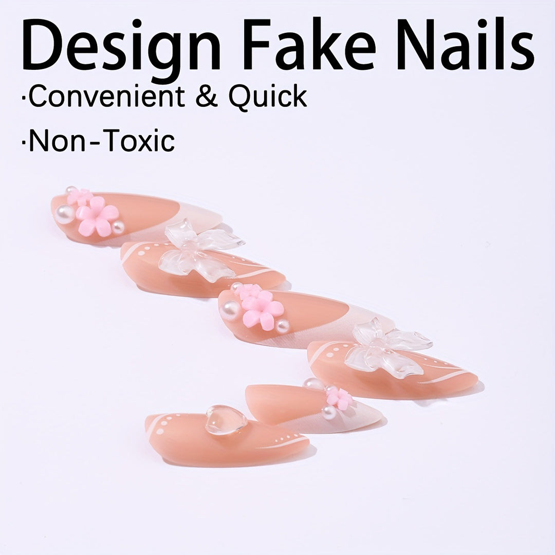 Artificial nail set with delicate flower design Kalsten