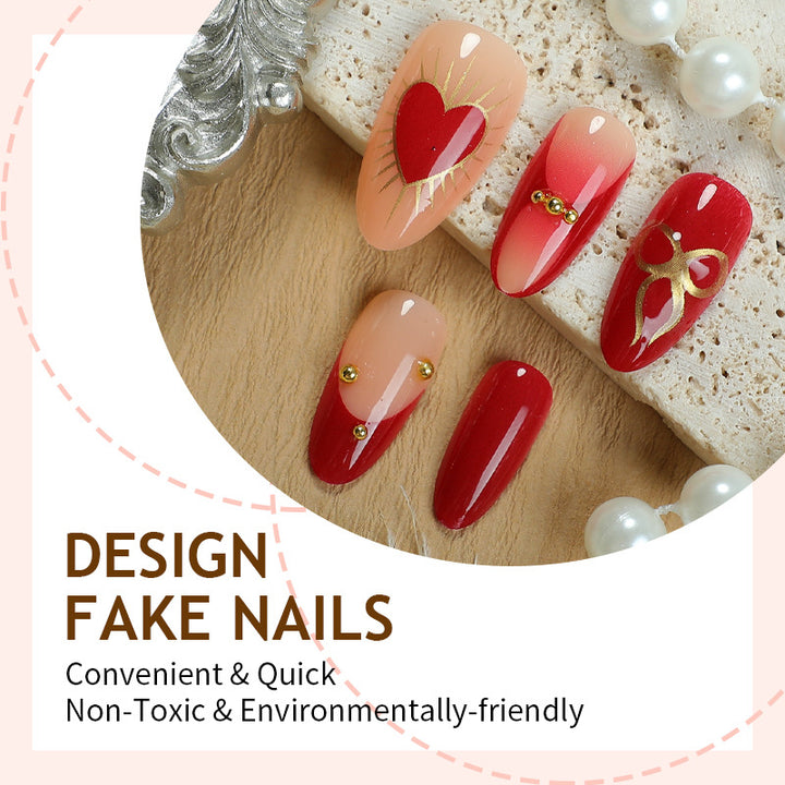 Artificial nail set with romantic heart designs Kalsten