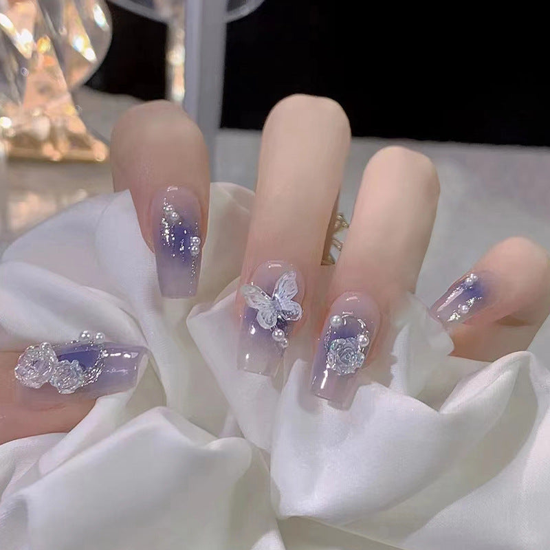Artistic Butterfly-Embellished Press-On Nail Extensions Kalsten