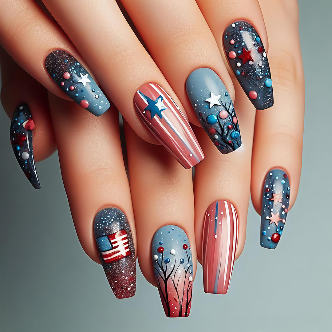 Artificial nails with creative galaxy and star patterns Kalsten