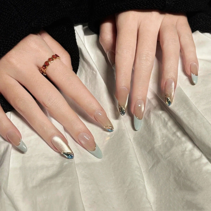 Artistic Press-On Nail Set with Floral and Heart Designs Kalsten