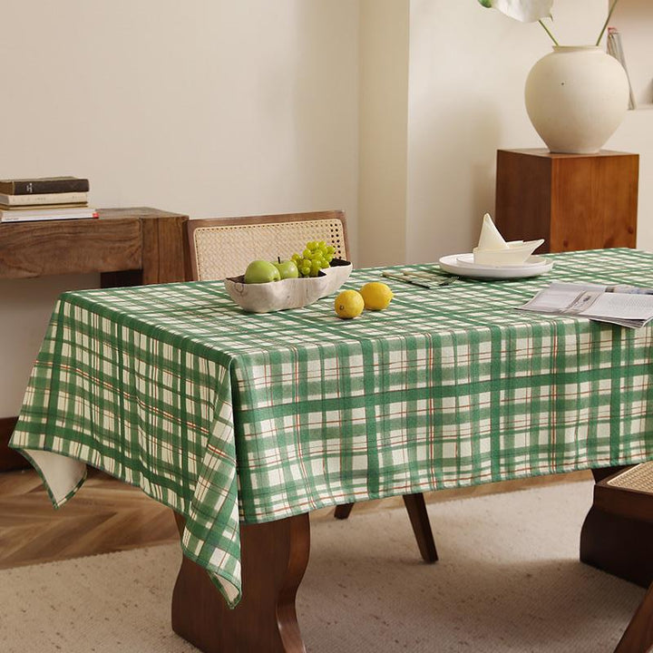 Checked rectangular tablecloth made of cotton-linen with water-repellent coating Kalsten