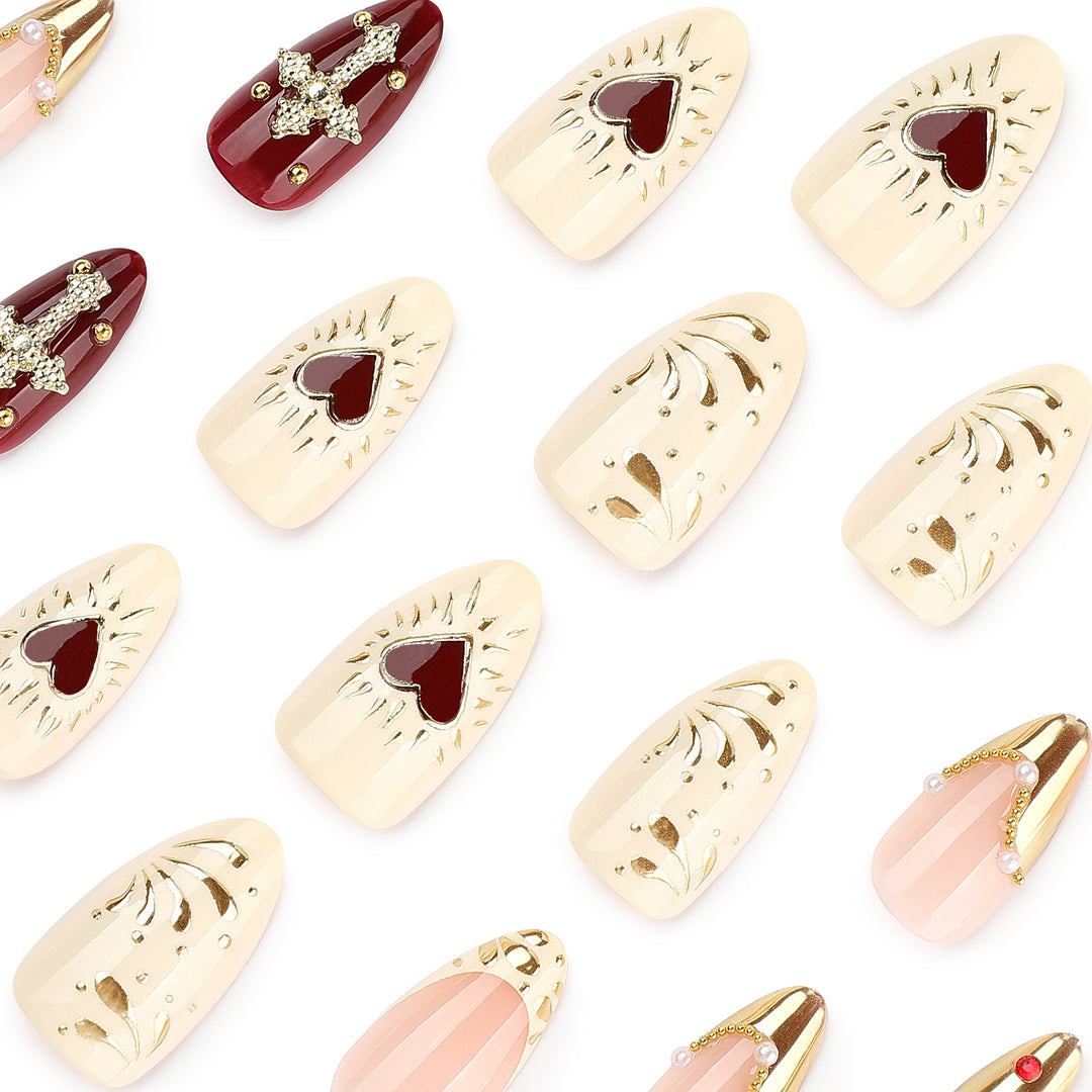 Artful nail art with rhinestone and gold accents Kalsten