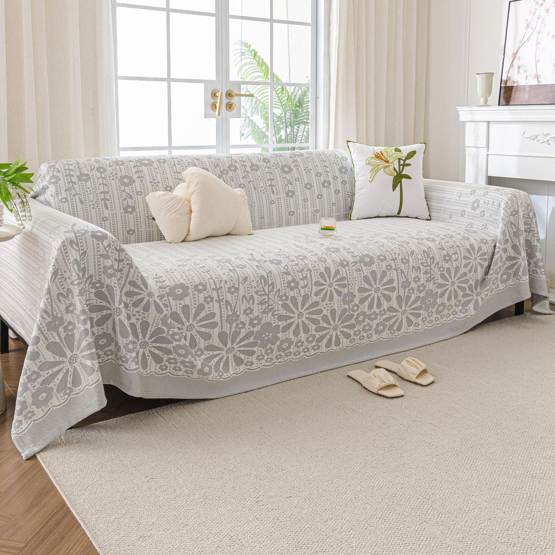 Elegant Floral Design Sofa Throw Blanket