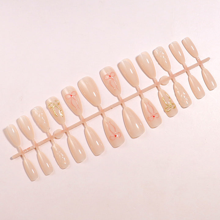 Decorative Press-On Nail Art Set with Bow Highlights Kalsten