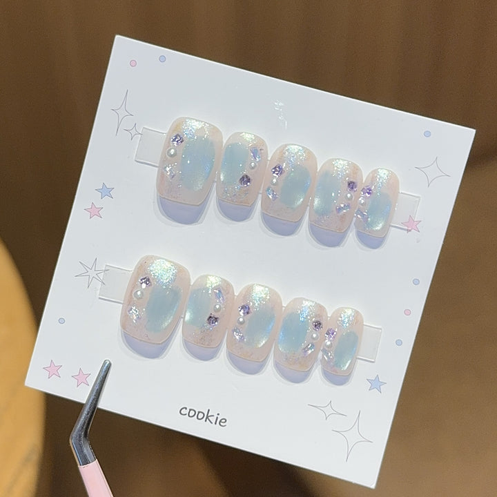Artificial nails with pearl and glitter decoration Kalsten