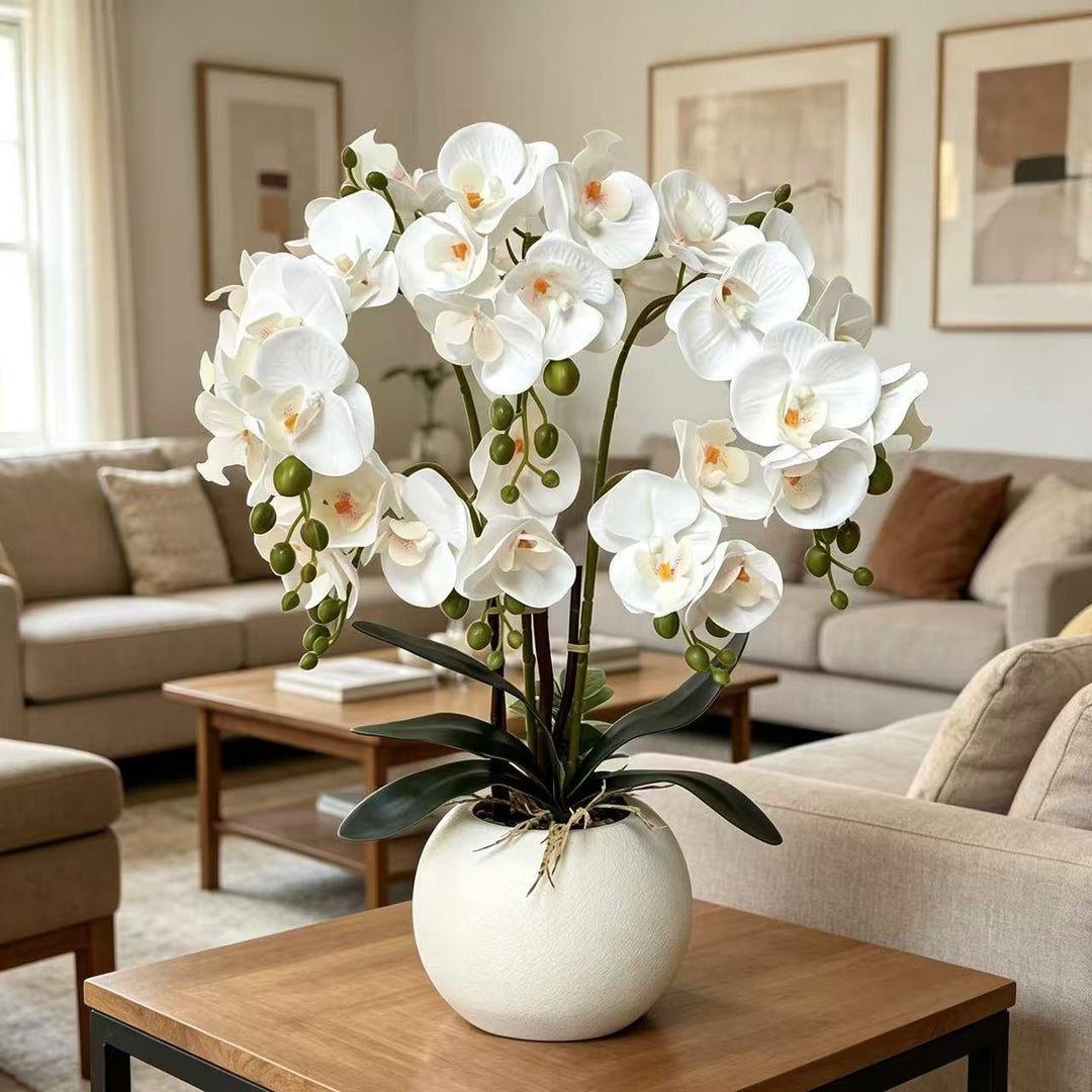 Elegant Artificial Yellow Orchid Arrangement for Home Decor