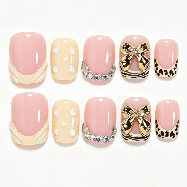 Artistic Press-On Nail Art Set with Decorative Accents Kalsten