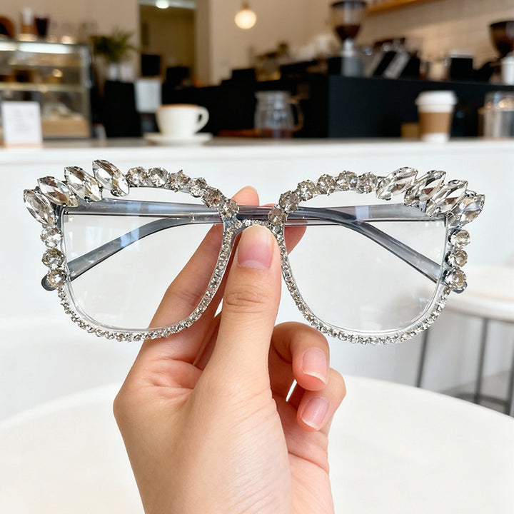 Glamorous Rhinestone-Embellished Cat-Eye Sunglasses Kalsten