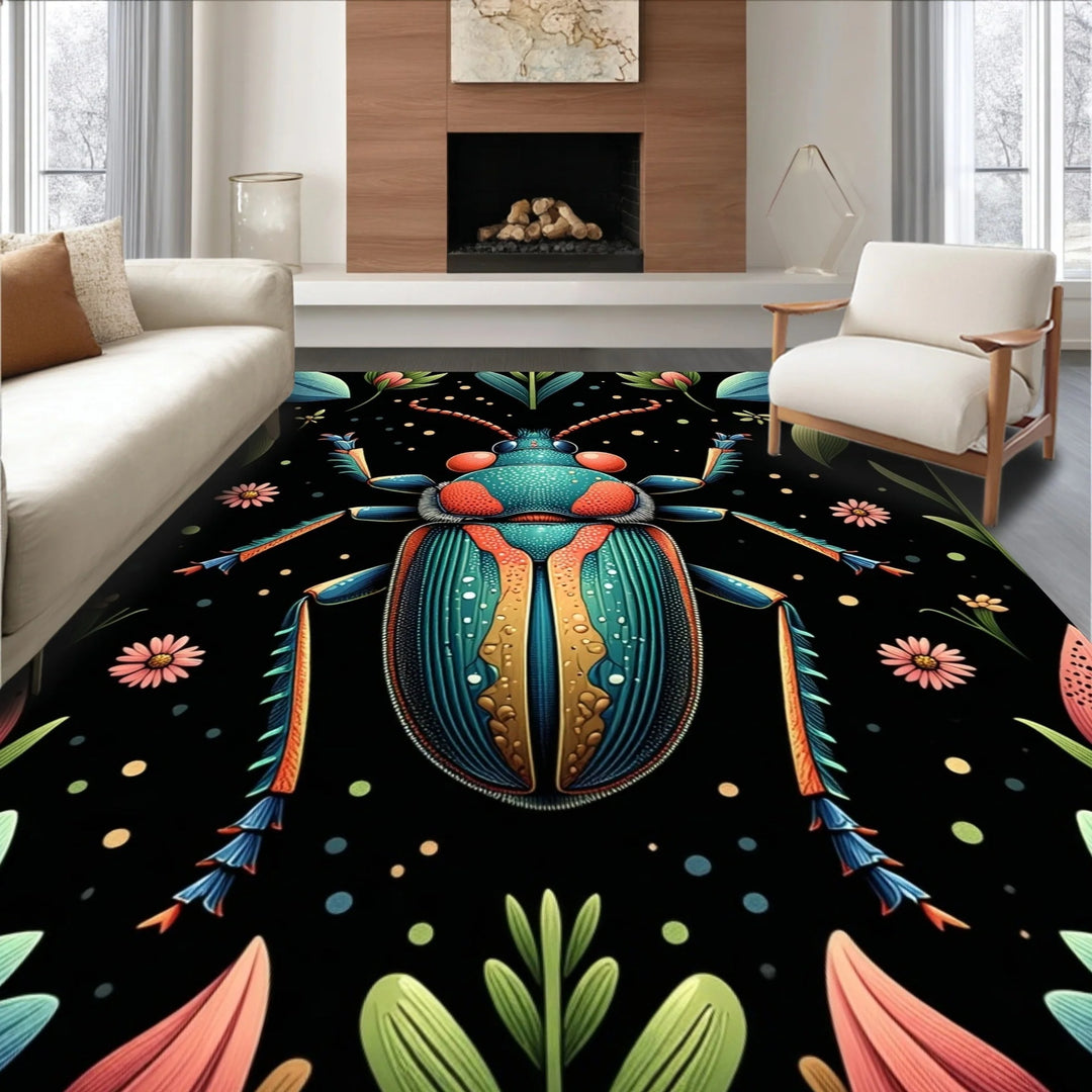Plush Cherry-Patterned Area Rug