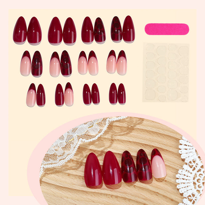 Stylish Press-On Nail Set with Geometric and Gradient Designs Kalsten