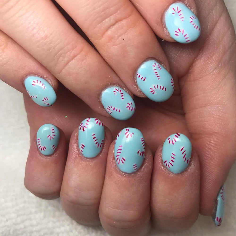 Candy Cane Themed Press-On Nail Art Kalsten