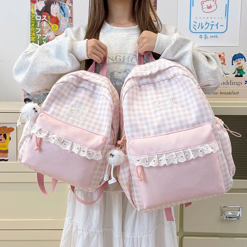 Cute Checkered Pattern Backpack Kalsten