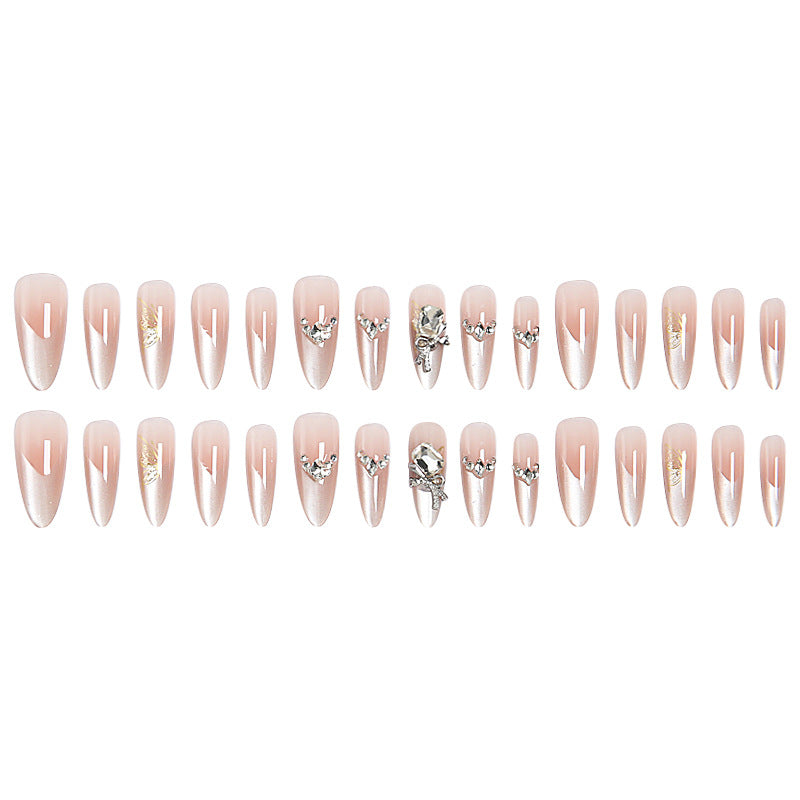 Artificial nail set with elegant crystal decorations and ombre effect Kalsten