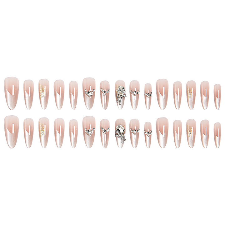 Artificial nail set with elegant crystal decorations and ombre effect Kalsten