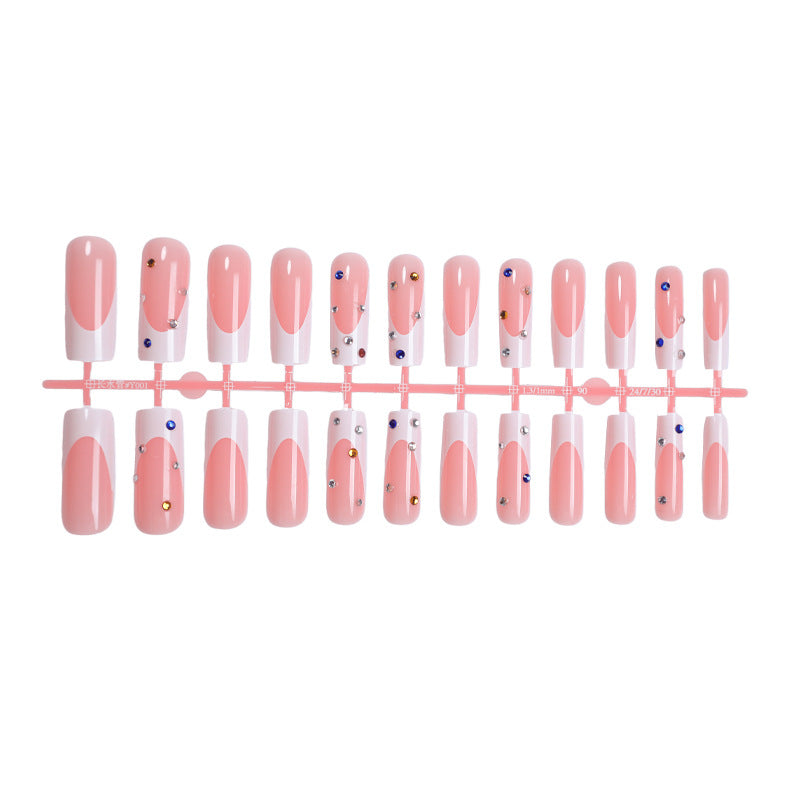 Elegant Decorative Press-On Nail Set with Gem Accents kalsten