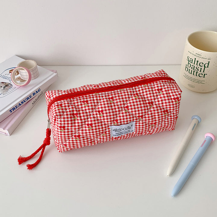 Quilted Cherry Print Pencil Case Kalsten