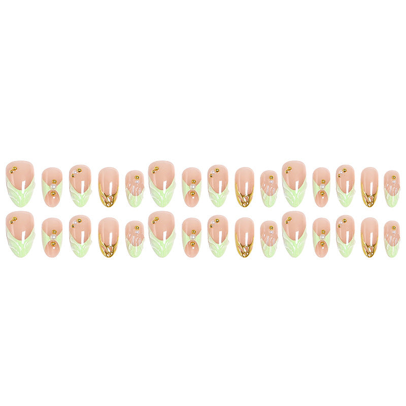 Nail Art Set with Floral and Golden Accents Kalsten