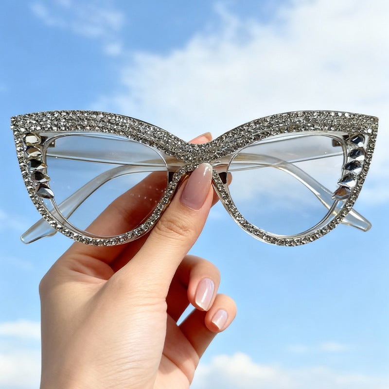 Rhinestone-Embellished Cat-Eye Eyewear Kalsten