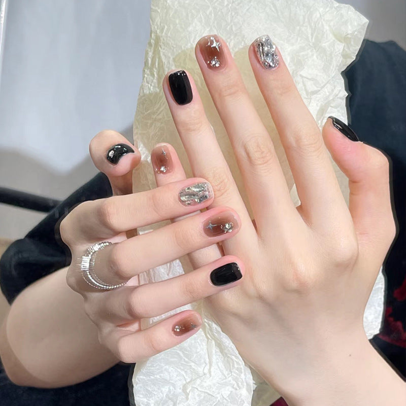 Artistic Press-On Nail Set with Glittery Star Accents Kalsten