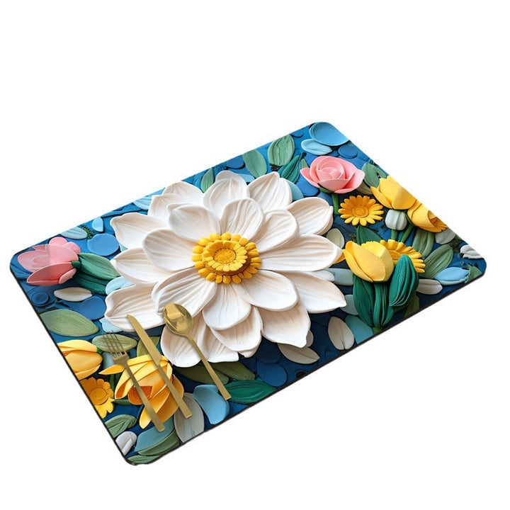 Floral Design Anti-Slip Kitchen Mat