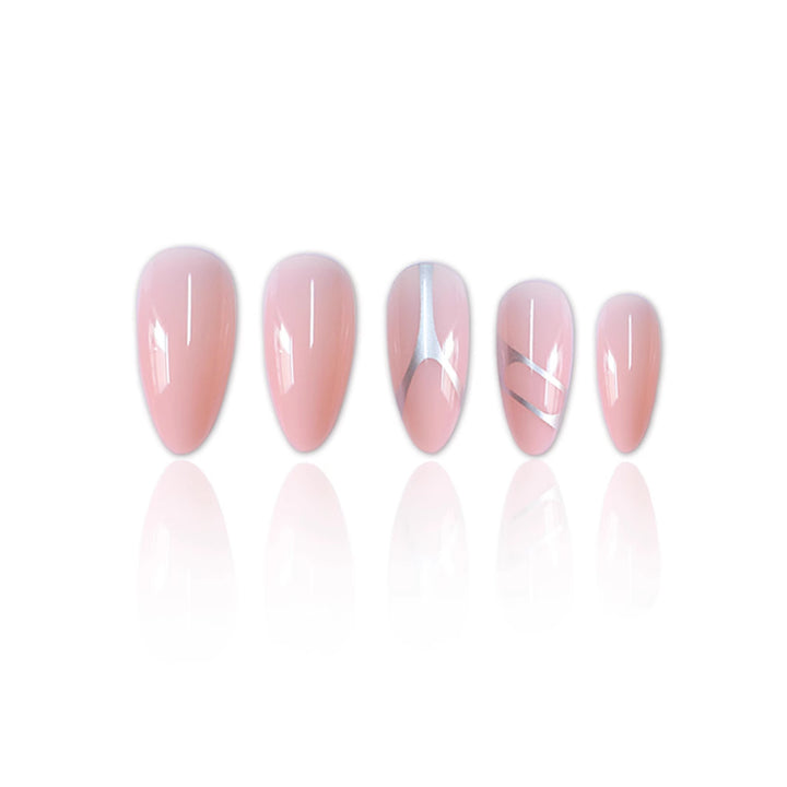 Elegant Stiletto Press-On Nail Set with Artistic Metal Accents Kalsten