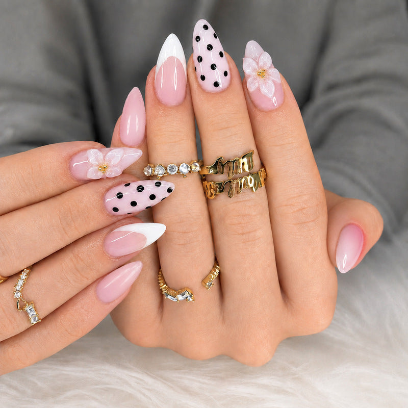 Premium Nail Design with Dots and Flowers Kalsten