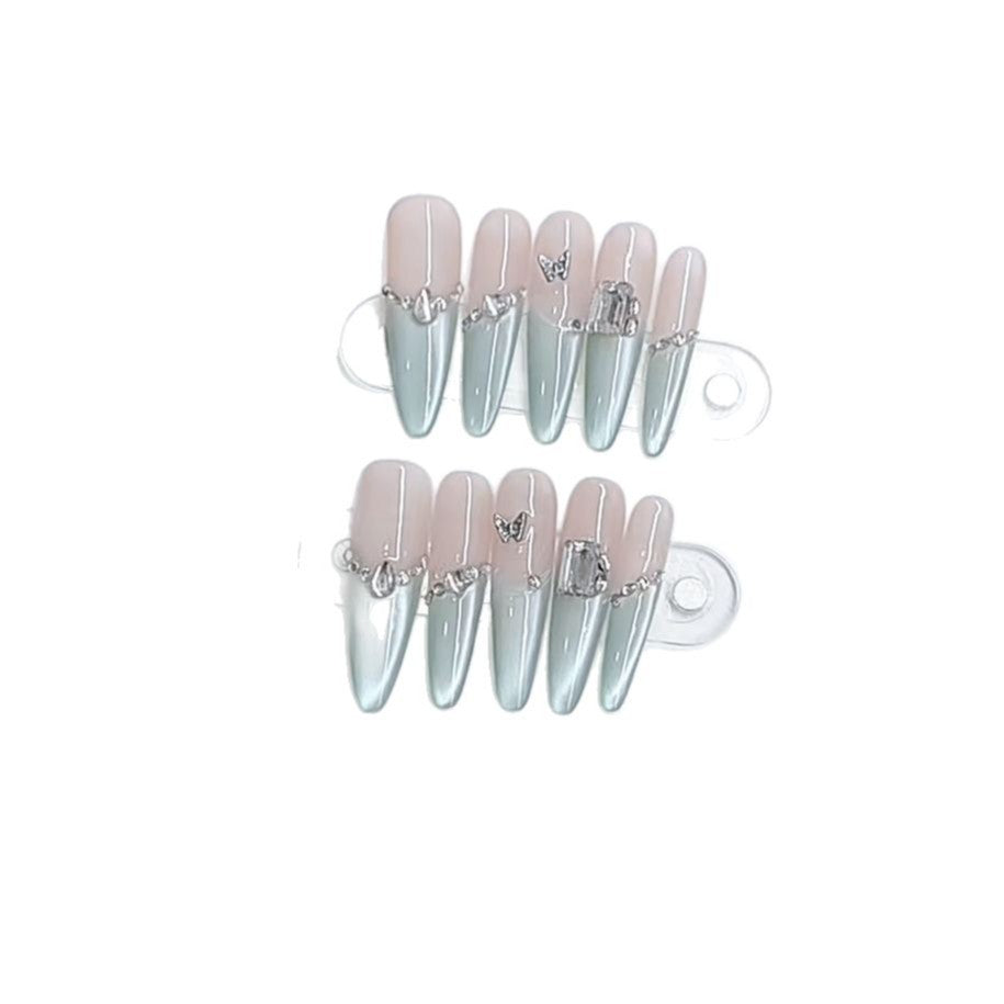 Elegant Press-On Nail Set with Crystal Accents Kalsten
