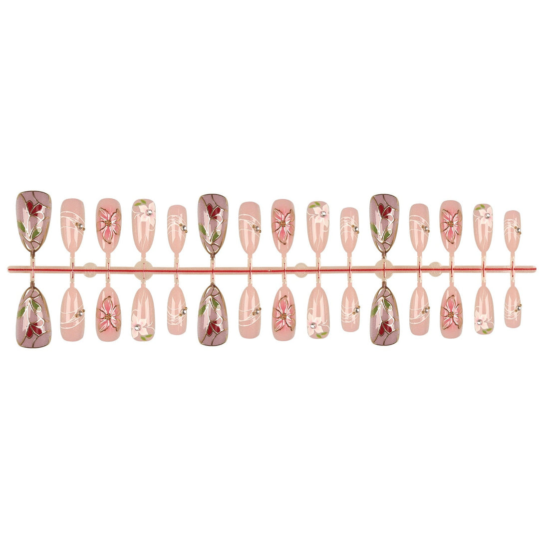 Artistic Floral Press-On Nail Tips