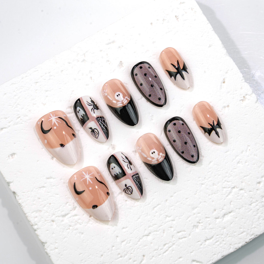 Artistic Gothic-Inspired Press-On Nail Art Set Kalsten