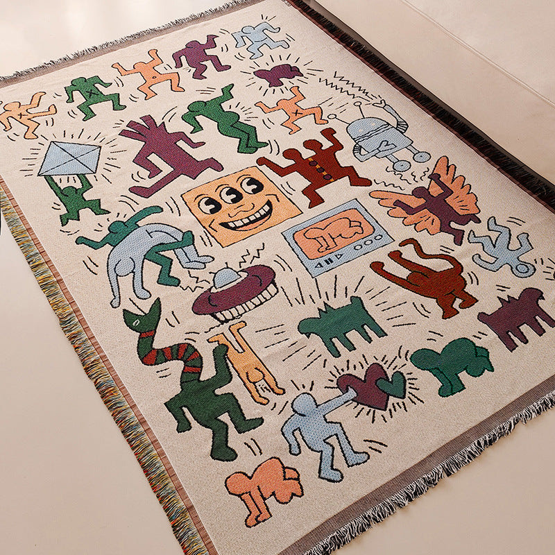 Playful Cartoon-Themed Throw Blanket