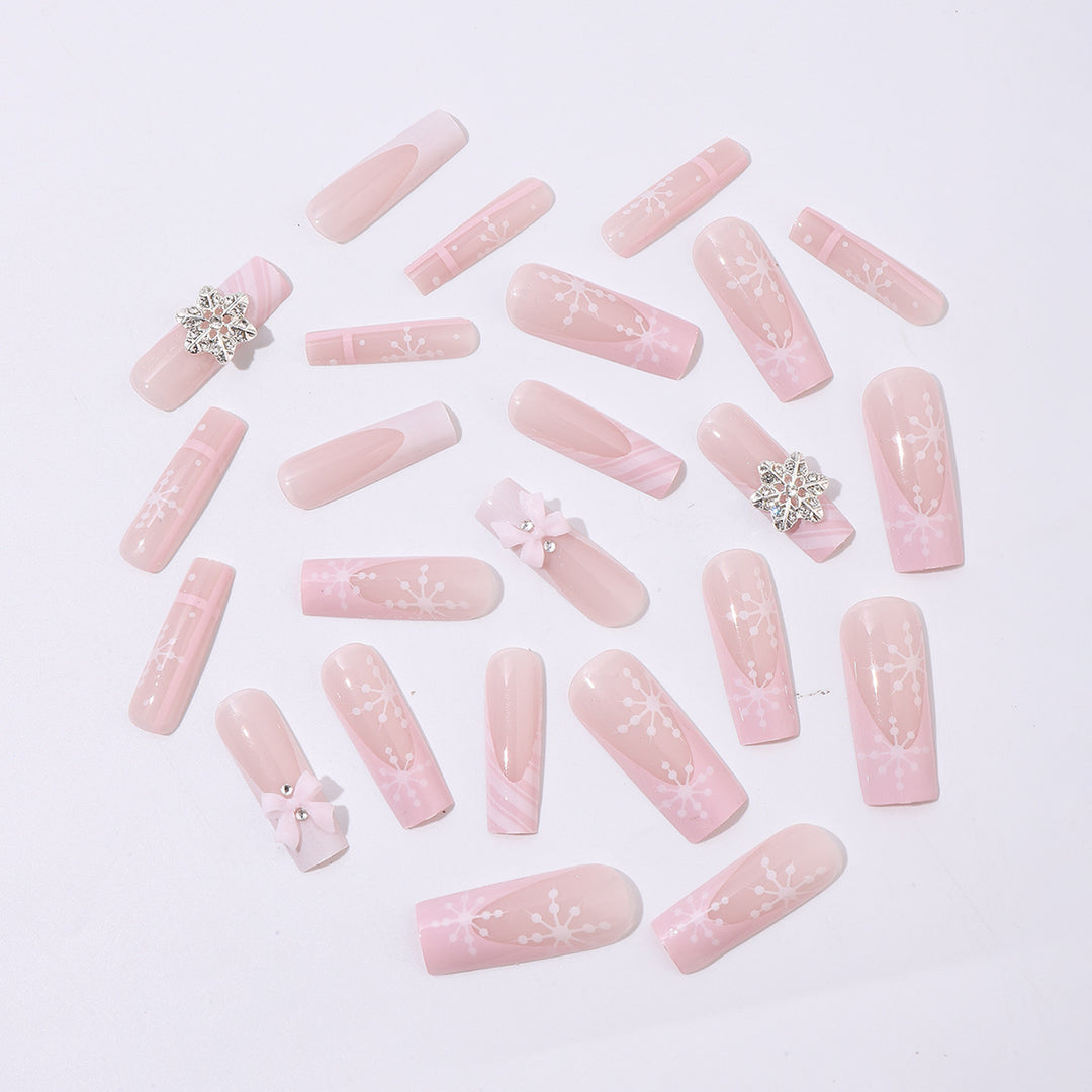 Creative Nail Art Set with Delicate Flower and Glitter Accents Kalsten