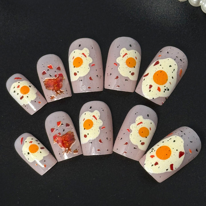 Artificial nails with playful breakfast motif Kalsten