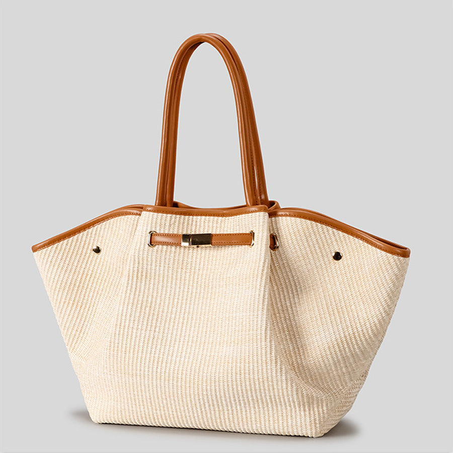 Elegant Textured Straw Tote