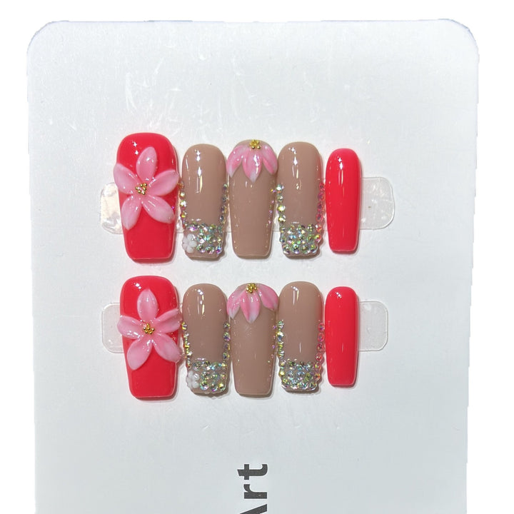 Decorative Floral Press-On Nail Art Set Kalsten 1788224002