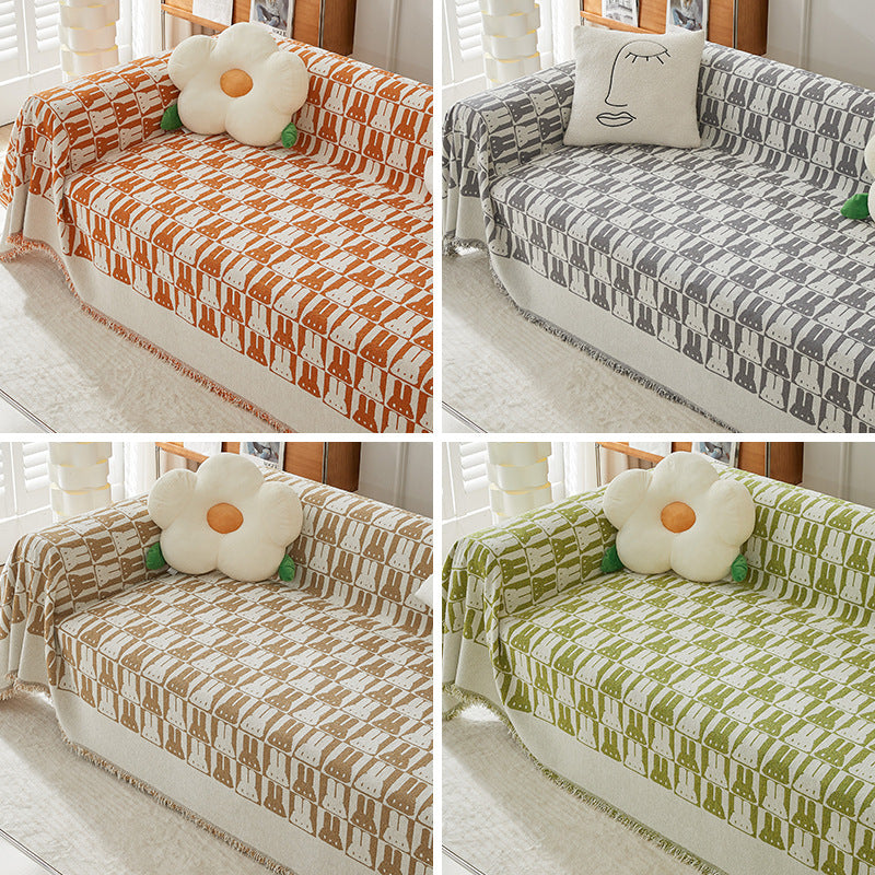 Cozy Rabbit Patterned Sofa Throw Blanket