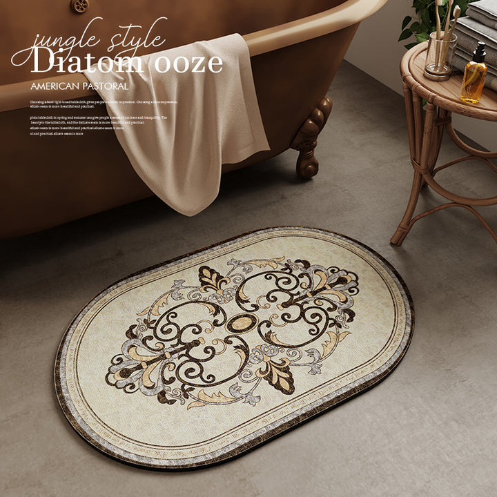 Vintage Floral Bath Mat Kalsten