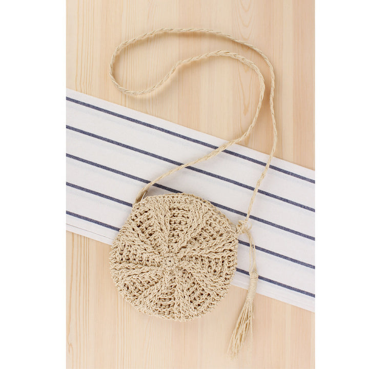 Round Bast Crossbody Bag with Tassels Kalsten