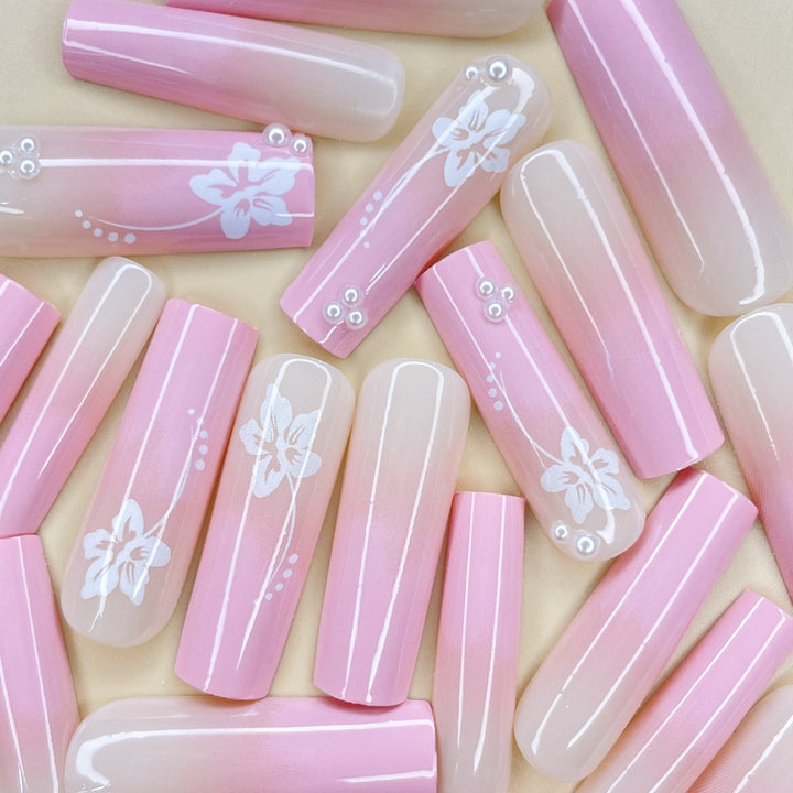Floral Glitter Nail Extensions Kalsten