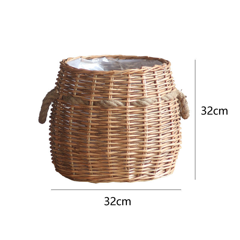 Rustic storage basket with hemp handles Kalsten