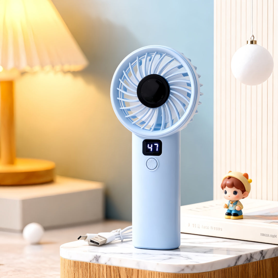 Ladies Portable Hand Fan with LED Display and Lightweight Design Kalsten