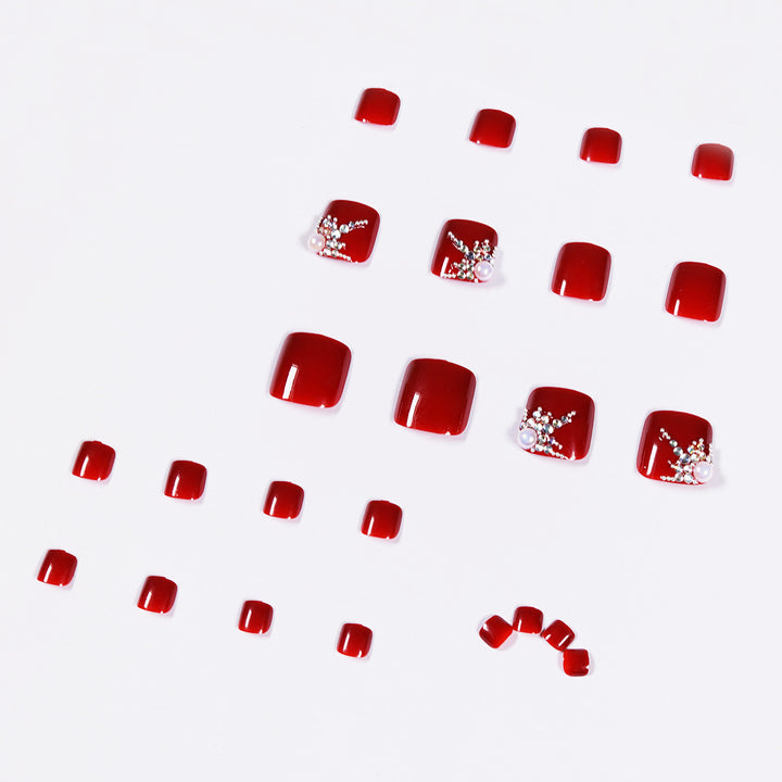 Artful toenail design with elegant rhinestone design Kalsten