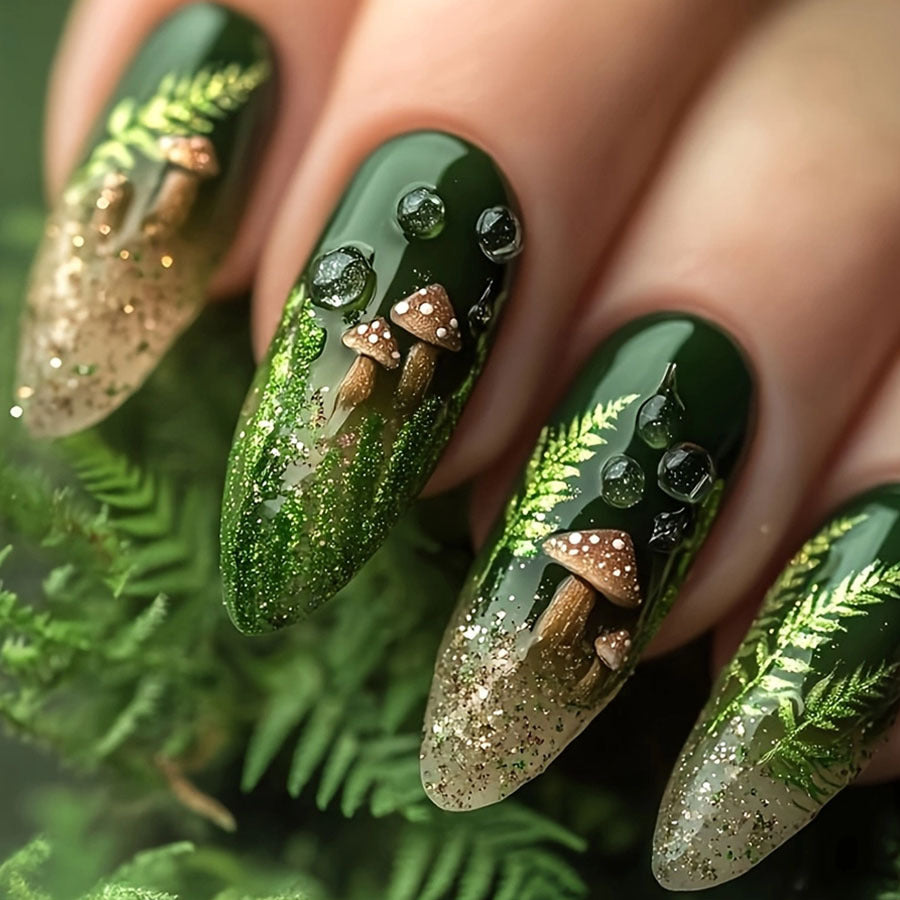 Artistic Forest-Inspired Press-On Nail Set Kalsten