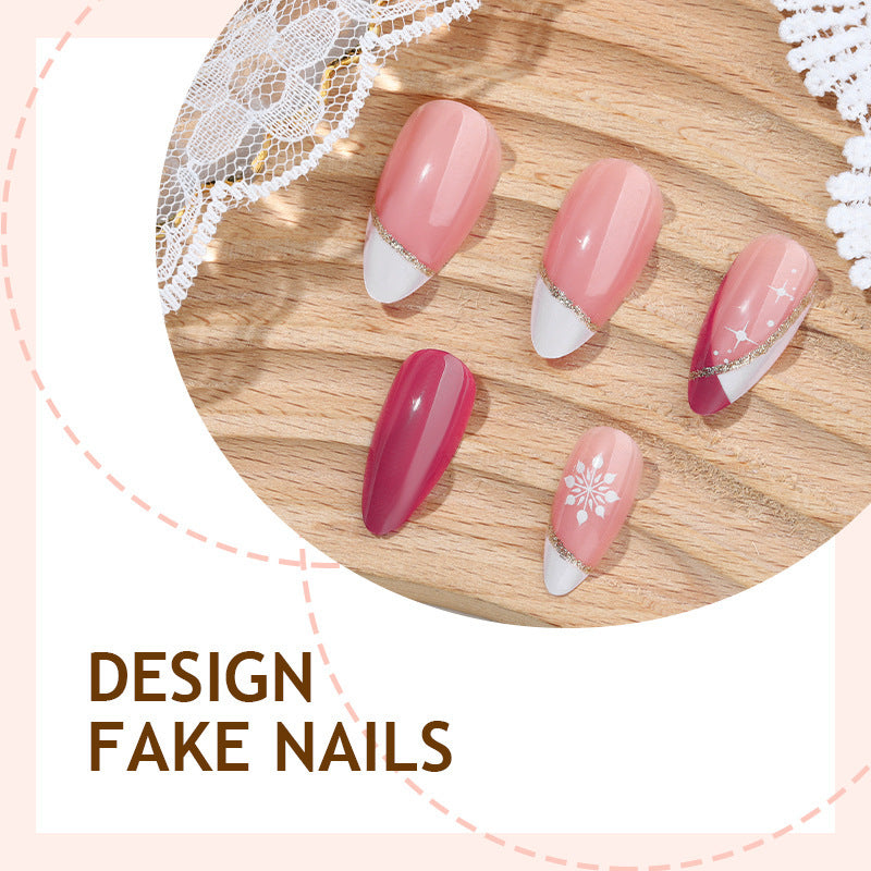 Artificial nail set with decorative flower motifs and elegant ombre effect Kalsten