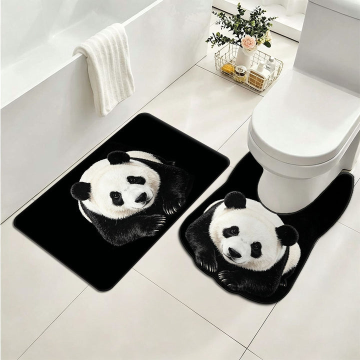 Panda-Themed Plush Toilet Mat Set