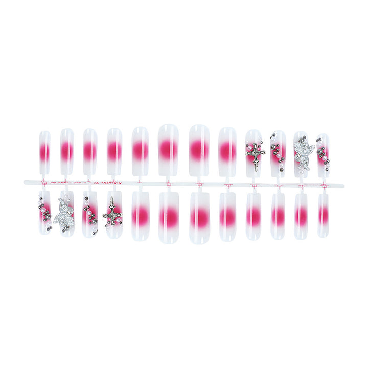 Decorative Nail Art Press-On Nails Set with Elegant Gem Accents kalsten