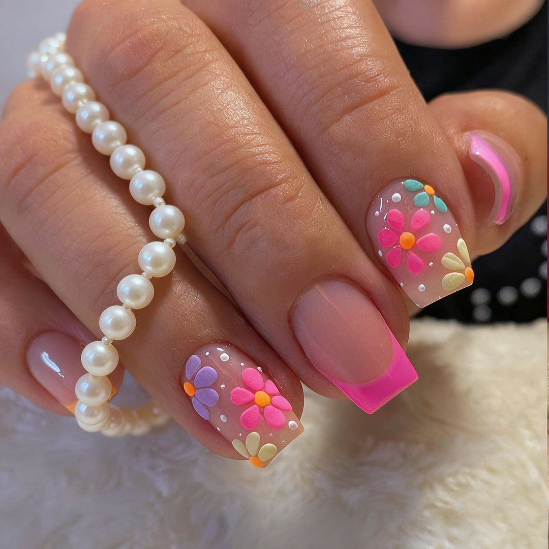 Creative Floral Acrylic Nail Design Kalsten